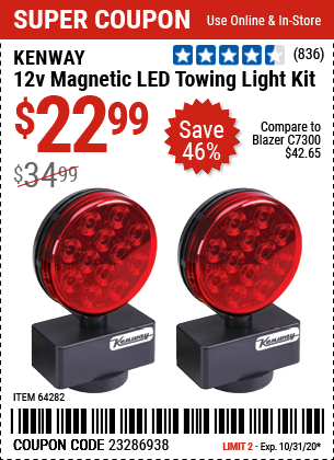 12v Magnetic LED Towing Light Kit