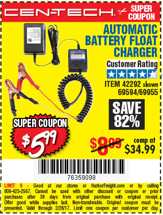 Harbor freight automatic battery float charger coupon