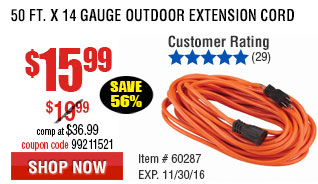 50 Ft. x 14 Gauge Outdoor Extension Cord
