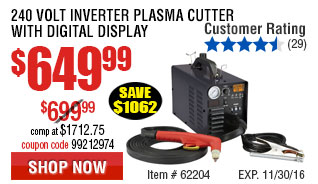 240 Volt Inverter Plasma Cutter with Digital Display