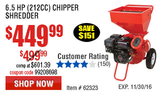 6.5 HP (212cc) Chipper Shredder