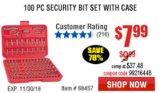 100 Pc Security Bit Set with Case