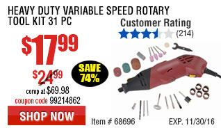 Heavy Duty Variable Speed Rotary Tool Kit 31 Pc