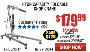 2 ton Capacity Foldable Shop Crane