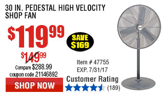 30 in. Pedestal High Velocity Shop Fan