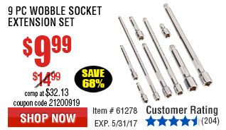9 Pc Wobble Socket Extension Set