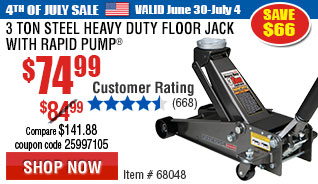 3 ton Steel Heavy Duty Floor Jack with Rapid Pump®
