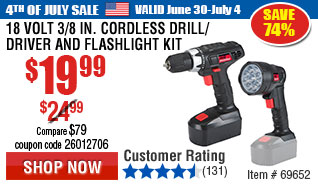 18 Volt 3/8 in. Cordless Drill/Driver And Flashlight Kit