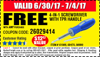 Free 4-in-1 Screwdriver with TPR Handle
