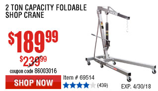 2 ton Capacity Foldable Shop Crane