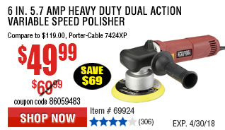 6 in. 5.7 Amp Heavy Duty Dual Action Variable Speed Polisher