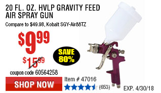 20 fl. oz. HVLP Gravity Feed Air Spray Gun