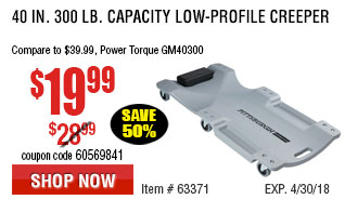 40 in. 300 lb. Capacity Low-Profile Creeper