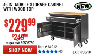 46 in. Mobile Storage Cabinet with Wood Top