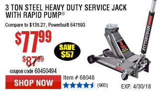 3 ton Steel Heavy Duty Service Jack with Rapid Pump®