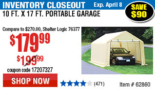 10 ft. x 17 ft. Portable Garage
