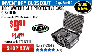 1800 Watertight Protective Case  –  9-3/16 In.