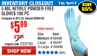 5 mil Nitrile Powder-Free Gloves 100 Pc Large