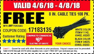 Free 8 in. Black Cable Ties 100 Pk.