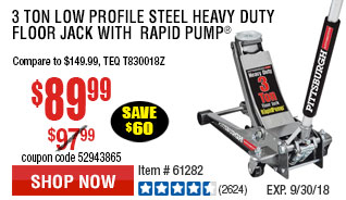 3 ton Low Profile Steel Heavy Duty Floor Jack with  Rapid Pump®