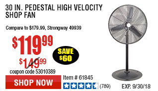 30 in. Pedestal High Velocity Shop Fan