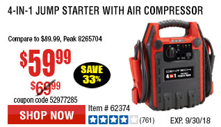 4-in-1 Jump Starter with Air Compressor