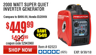 2000 Watt Super Quiet Inverter Generator