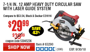 7-1/4 in. 12 Amp Heavy Duty Circular Saw With Laser Guide System