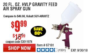 20 fl. oz. HVLP Gravity Feed Air Spray Gun