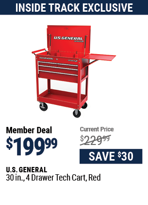 30 in. 4 Drawer Tech Cart, Red