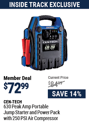 630 Peak Amp Portable Jump Starter and Power Pack with 250 PSI Air Compressor