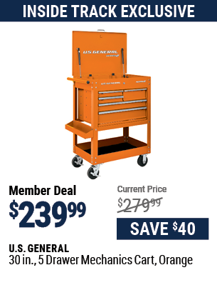 30 in. 5 Drawer Mechanics Cart, Orange