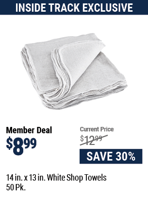 14 in. x 13 in. White Shop Towels, 50 Pk.