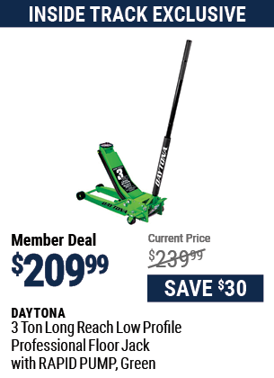 3 ton Long Reach Low Profile Professional Floor Jack with RAPID PUMP, Green