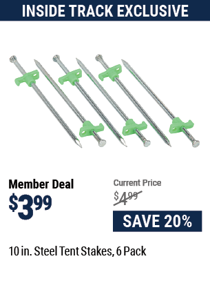 10 In. Steel Tent Stakes, 6 Pack