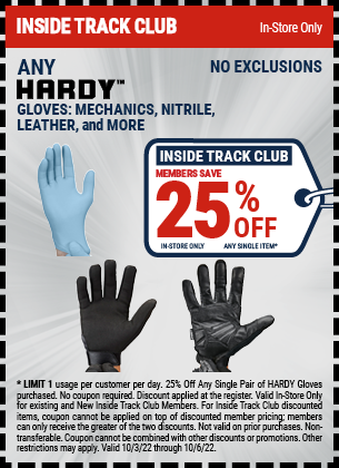 Any Hardy Gloves - Inside Track Members Save 25% Off