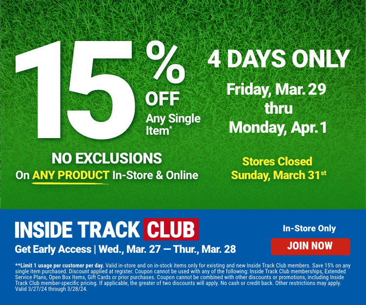Inside Track Club - Get Early Access Wed., March 27 - Thurs., March 28