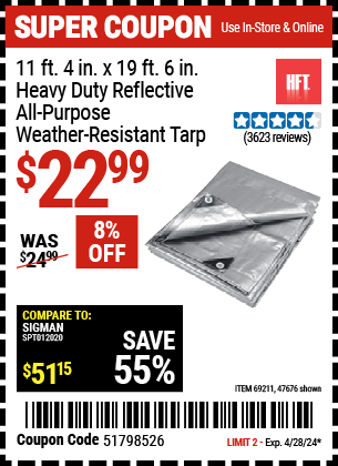 11 ft. 4 in. x 19 ft. 6 in. Heavy Duty Reflective All-Purpose Weather-Resistant Tarp