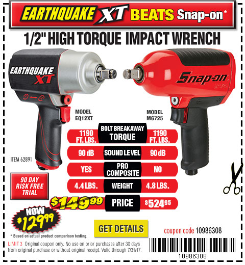 Earthquake XT beats Snap-on
