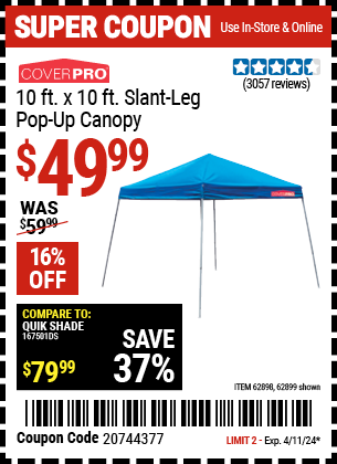 10 ft. x 10 ft. Slant Leg Pop-Up Canopy