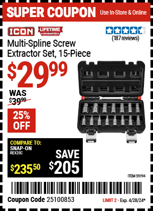 Multi-Spline Screw Extractor Set, 15-Piece