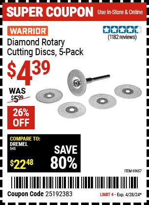 Diamond Rotary Cutting Discs 5 Pk.