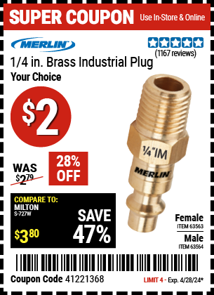 1/4 in. Female Brass Industrial Plug