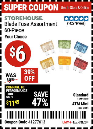 Standard Blade Fuse Assortment, 60-Piece