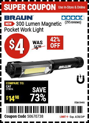 300 Lumen Magnetic Pocket Work Light