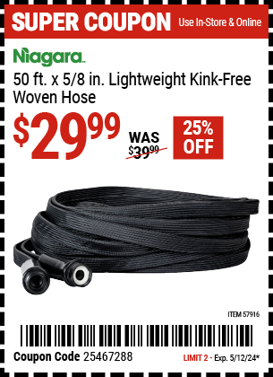 50 ft. x 5/8 in. Lightweight Kink-Free Woven Hose