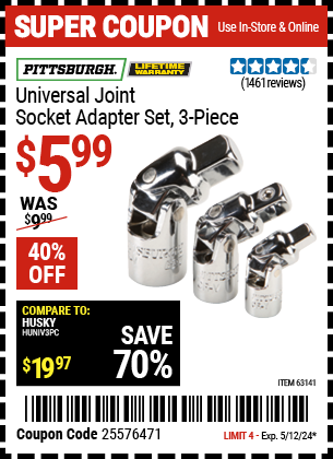 Universal Joint Socket Adapter Set, 3-Piece
