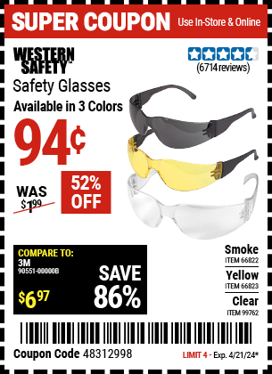 Safety Glasses with Smoke Lenses