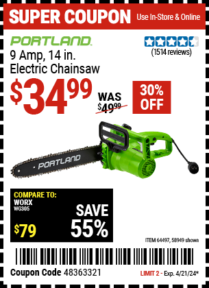 9 Amp 14 in. Electric Chainsaw