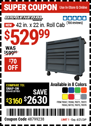 42 in. x 22 in. Roll Cab, Series 3, Slate Gray